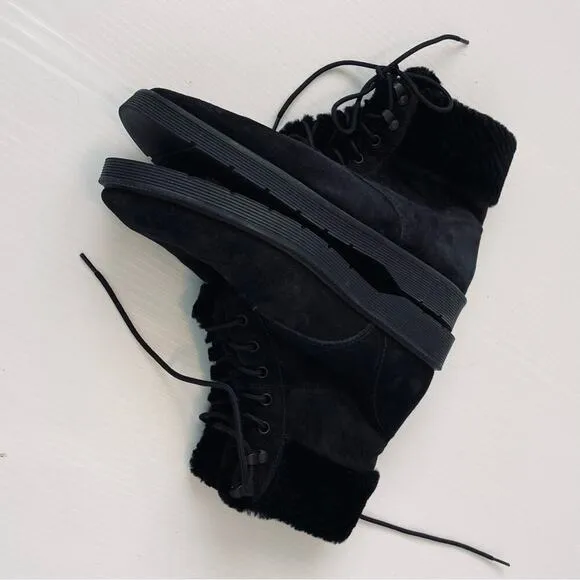 Vince Hayes Shearling combat boots lace-up black boots size 9.5