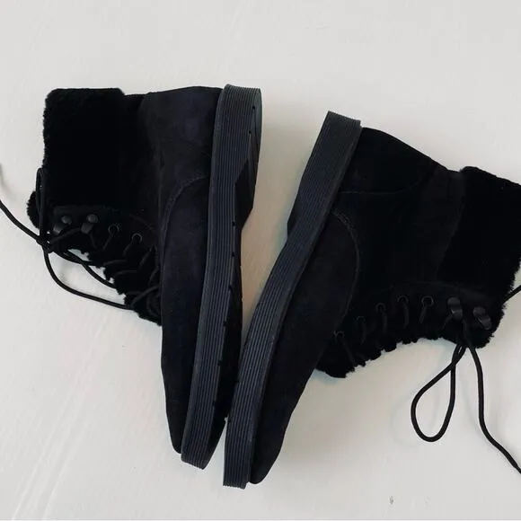 Vince Hayes Shearling combat boots lace-up black boots size 9.5