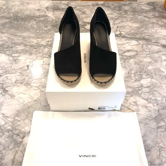 Vince Sonora Peep-Toe Suede Espadrille Wedge Sandals