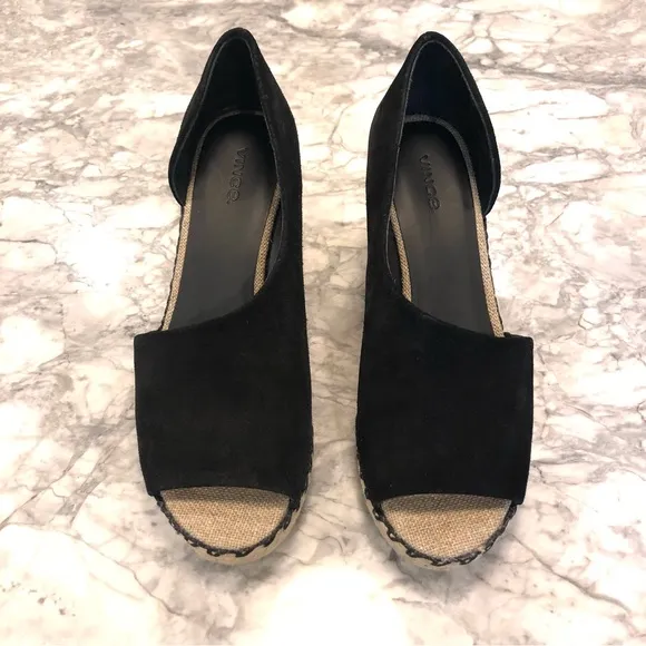 Vince Sonora Peep-Toe Suede Espadrille Wedge Sandals
