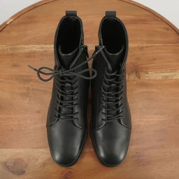 Vince Womens Cooper Ankle Boots Booties Black Leather Lace Up Size 6M