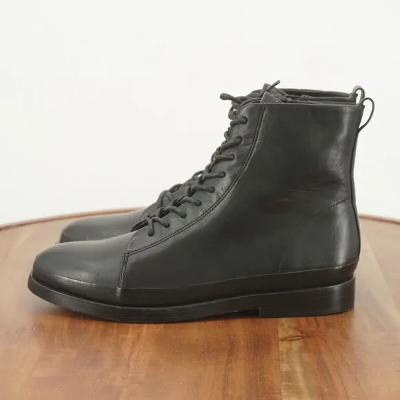 Vince Womens Cooper Ankle Boots Booties Black Leather Lace Up Size 6M