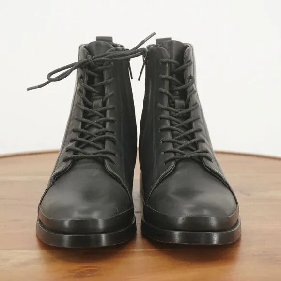 Vince Womens Cooper Ankle Boots Booties Black Leather Lace Up Size 6M