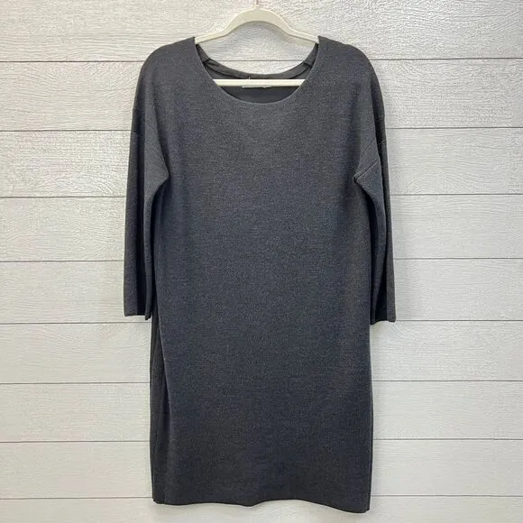 Vince Wool Charcoal Grey Mixed Media Sweater Dress Size M