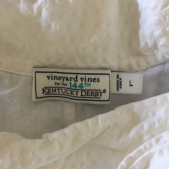 Vineyard Vines Kentucky Derby white tie neck ruffle midi dress L
