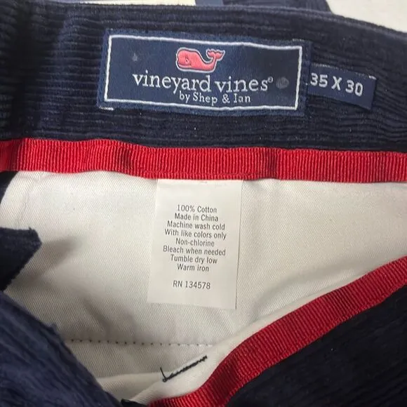 Vineyard Vines Mens Classic Fit Club Pant 35x30 Corduroy Lighthouse Boat Golf