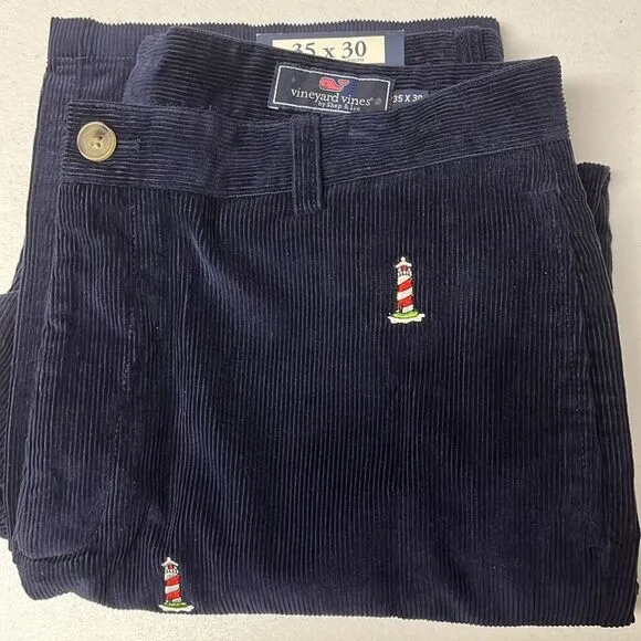 Vineyard Vines Mens Classic Fit Club Pant 35x30 Corduroy Lighthouse Boat Golf