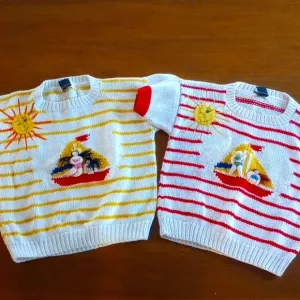 Vintage 80s 100% Cotton Handmade Peruvian Sweaters Embroidery Knit 3d Designs