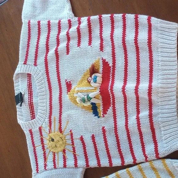 Vintage 80s 100% Cotton Handmade Peruvian Sweaters Embroidery Knit 3d Designs