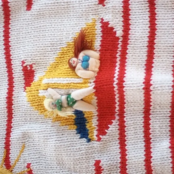 Vintage 80s 100% Cotton Handmade Peruvian Sweaters Embroidery Knit 3d Designs