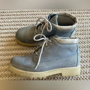 Vintage 90s Y2K Skechers Chunky Platform Light Blue Ankle Boots Womens Size 8.5