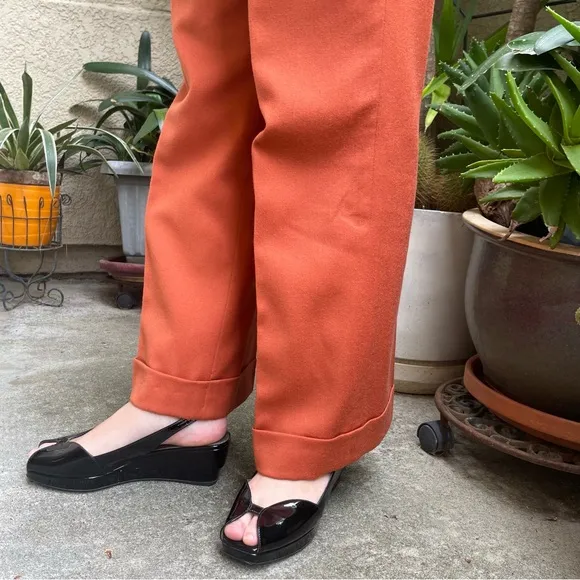 Vintage black Prada patent leather wedges with dust bag