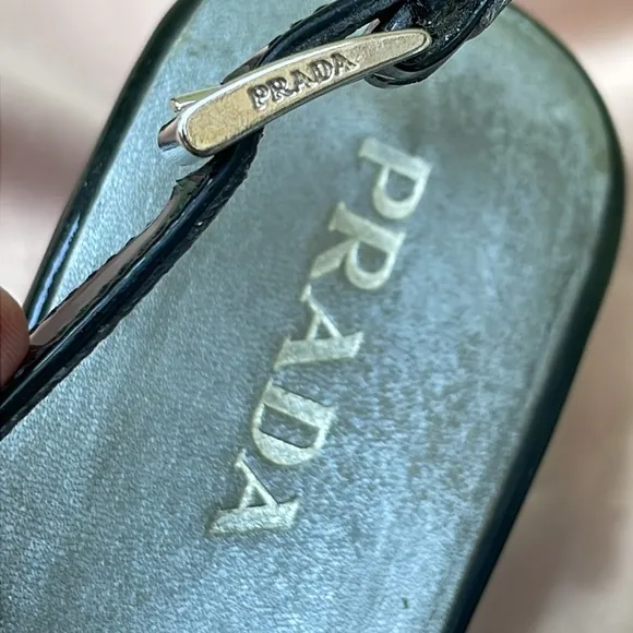 Vintage black Prada patent leather wedges with dust bag