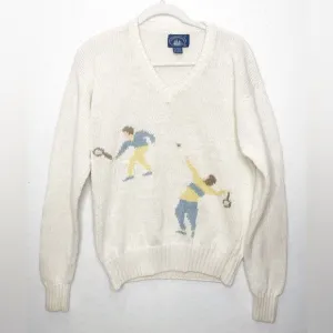 Vintage Boat House Row Tennis Pickleball Cotton Blend V-Neck Sweater Size XL