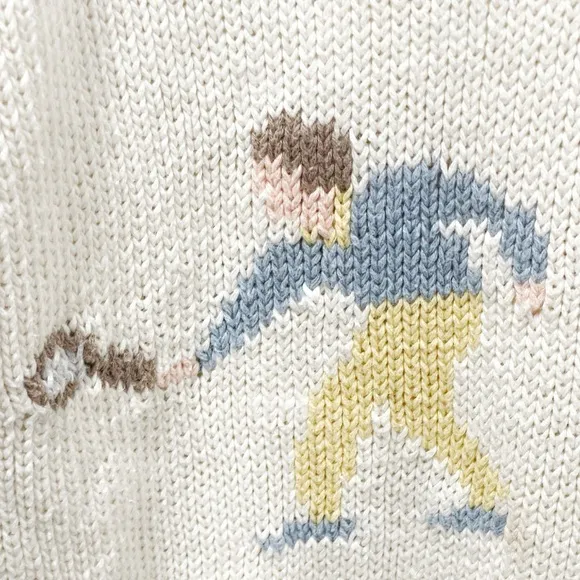Vintage Boat House Row Tennis Pickleball Cotton Blend V-Neck Sweater Size XL