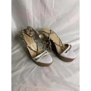 Vintage Charles Jourdan Gold Wedge Heels | Made in France | Rare Y2K Size 10M