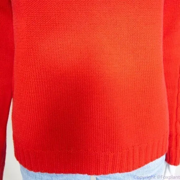 Vintage Evan Picone 100% cotton boat neck red‎ cable knit sweater, size M