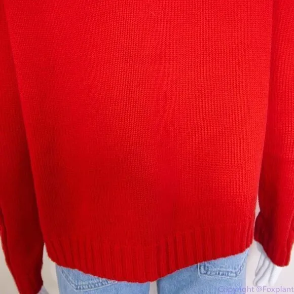 Vintage Evan Picone 100% cotton boat neck red‎ cable knit sweater, size M