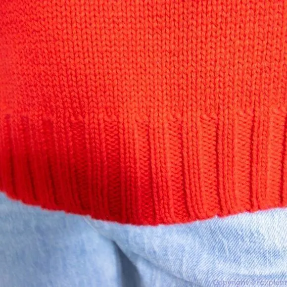 Vintage Evan Picone 100% cotton boat neck red‎ cable knit sweater, size M
