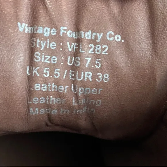 Vintage Foundry Co. Brown Allison Women’s Combat Leather Ankle Boots Size 7.5