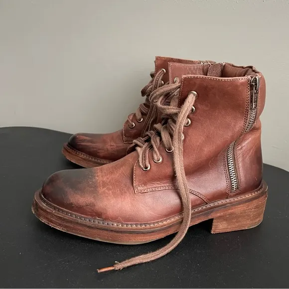 Vintage Foundry Co. Brown Allison Women’s Combat Leather Ankle Boots Size 7.5