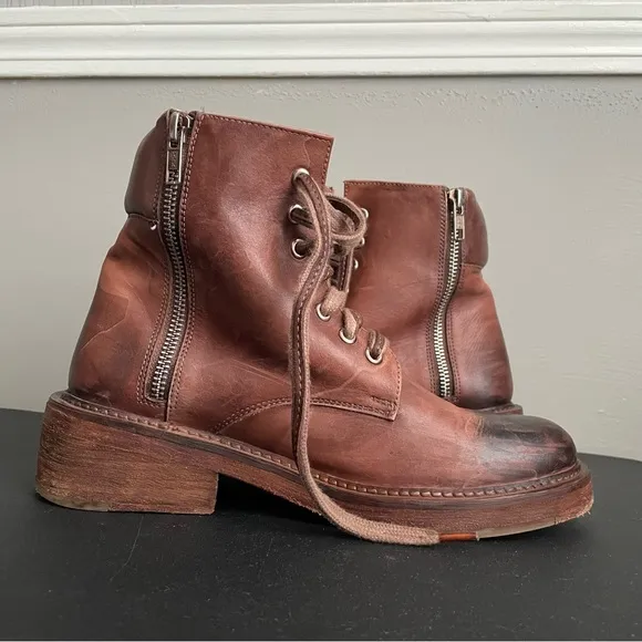 Vintage Foundry Co. Brown Allison Women’s Combat Leather Ankle Boots Size 7.5