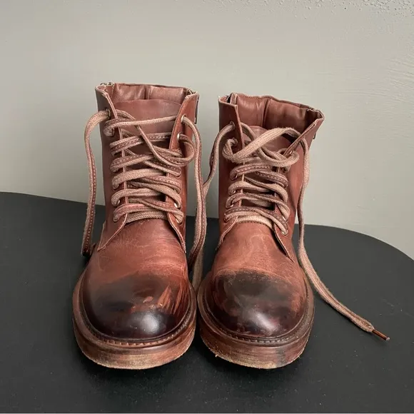 Vintage Foundry Co. Brown Allison Women’s Combat Leather Ankle Boots Size 7.5
