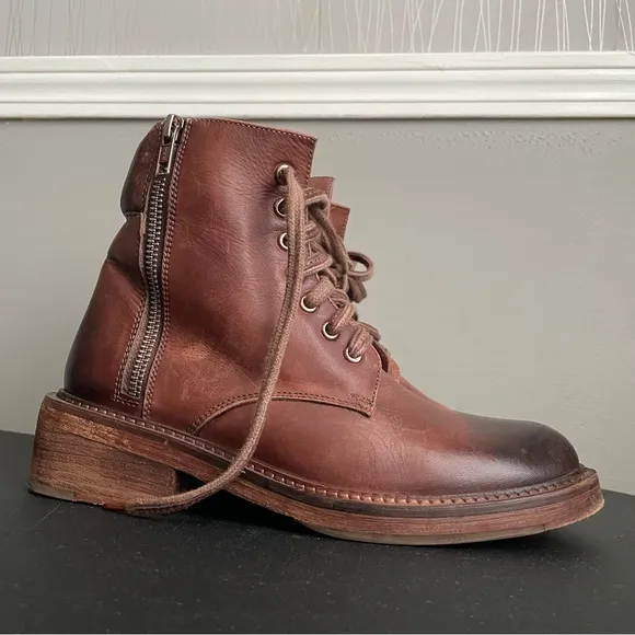 Vintage Foundry Co. Brown Allison Women’s Combat Leather Ankle Boots Size 7.5