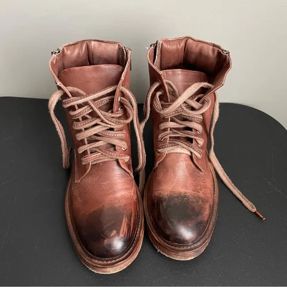 Vintage Foundry Co. Brown Allison Women’s Combat Leather Ankle Boots Size 7.5