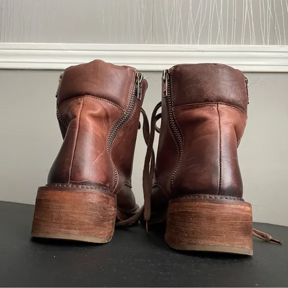 Vintage Foundry Co. Brown Allison Women’s Combat Leather Ankle Boots Size 7.5