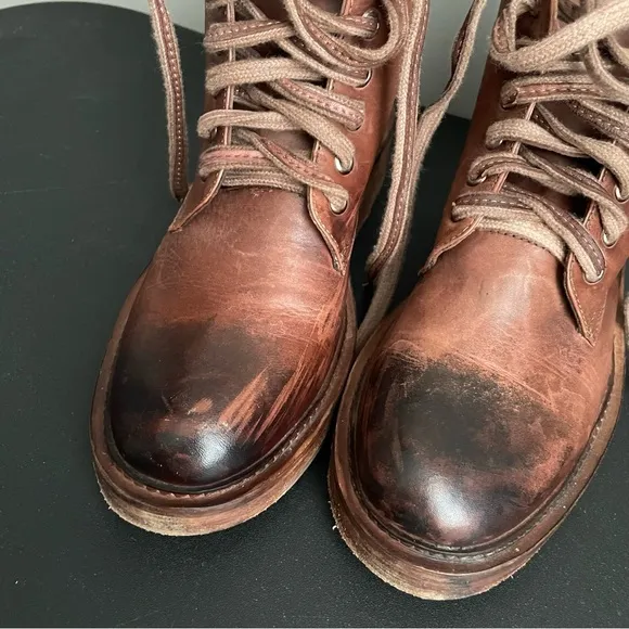 Vintage Foundry Co. Brown Allison Women’s Combat Leather Ankle Boots Size 7.5