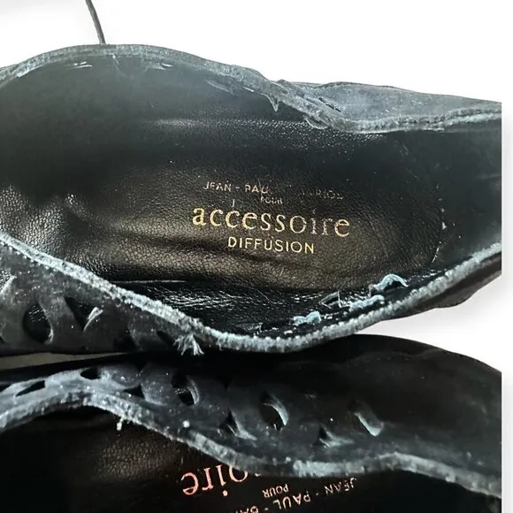 Vintage  French Accessoire Diffusion Nubuck Lace up Flats, Size 38EU,