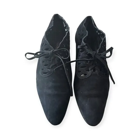 Vintage  French Accessoire Diffusion Nubuck Lace up Flats, Size 38EU,