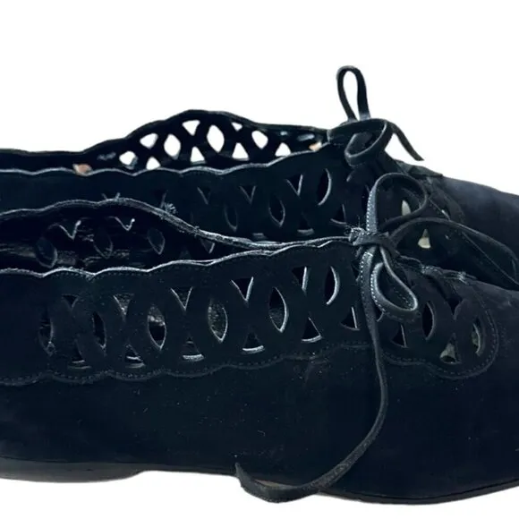 Vintage  French Accessoire Diffusion Nubuck Lace up Flats, Size 38EU,