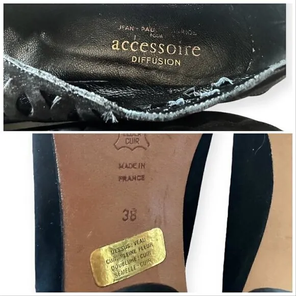 Vintage  French Accessoire Diffusion Nubuck Lace up Flats, Size 38EU,