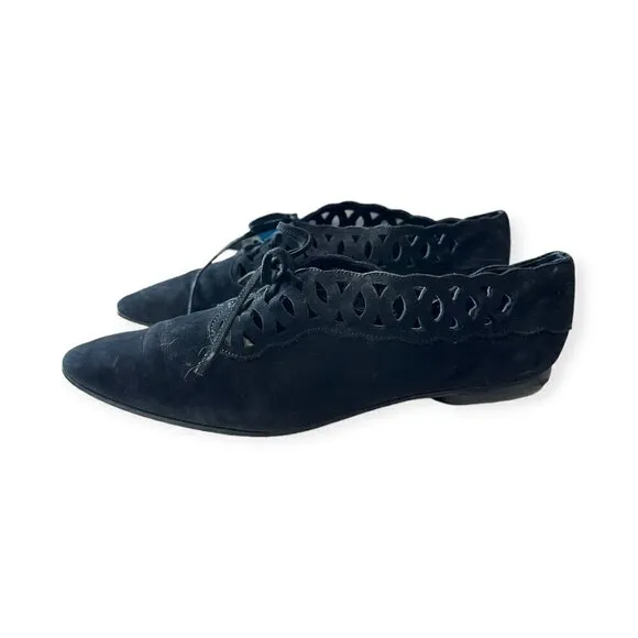 Vintage  French Accessoire Diffusion Nubuck Lace up Flats, Size 38EU,