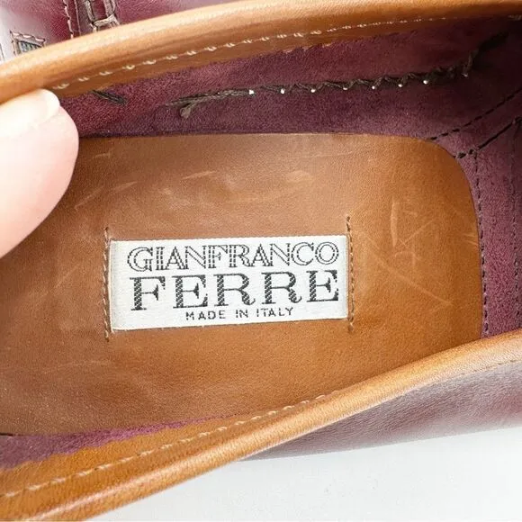 Vintage Gianfranco Ferre Two-Toned Leather Driving Moccasins Sz 40.5 EUR 7.5 US