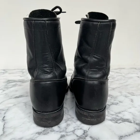 Vintage Justin Black Leather Western Lace Up Cowboy Boots Combat Boots 6.5 B