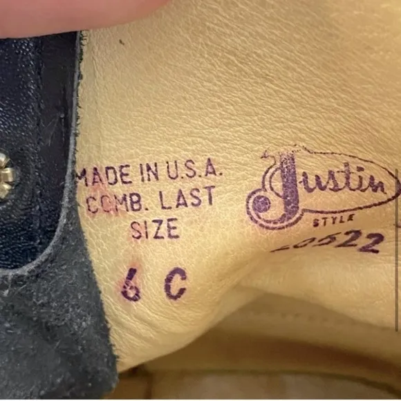 Vintage Justin Boots Black Pebbled Leather Lace Up Packer Boots 6