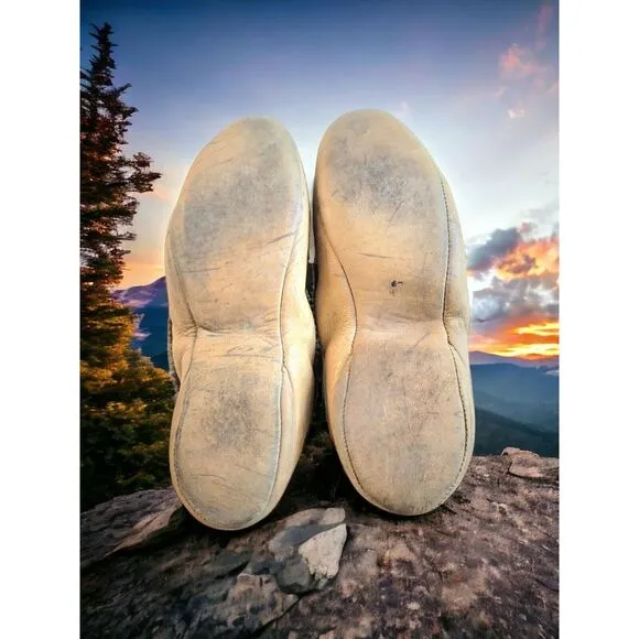 Vintage Leather Slipper Moccasins With Embossed Indian‎ Chief Head And Wool...