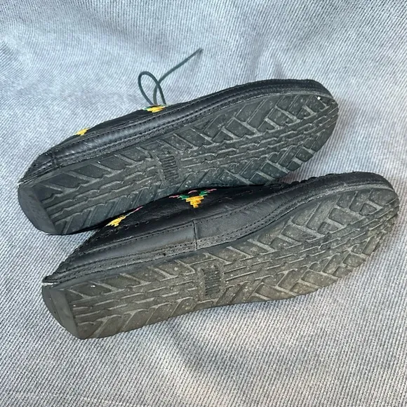 Vintage leather western Navajo driving moccasins shoes flats horses Sz 6.5