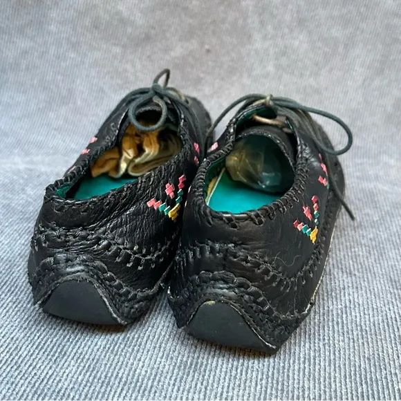 Vintage leather western Navajo driving moccasins shoes flats horses Sz 6.5
