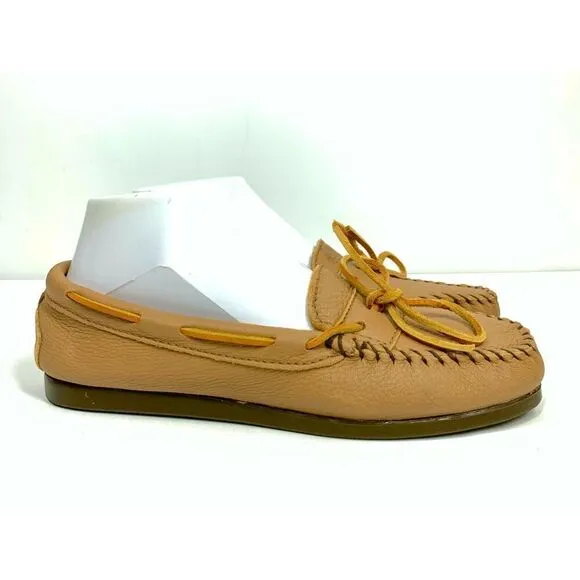 Vintage Minnetonka Tan Leather Tie Trend  Moccasins Loafers Women Size 8