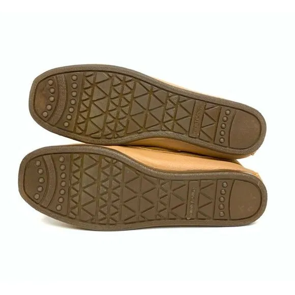 Vintage Minnetonka Tan Leather Tie Trend  Moccasins Loafers Women Size 8