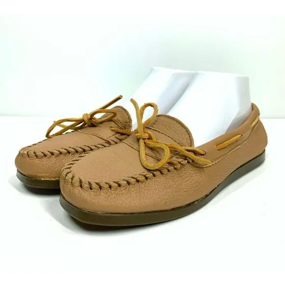 Vintage Minnetonka Tan Leather Tie Trend  Moccasins Loafers Women Size 8