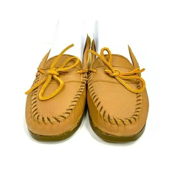 Vintage Minnetonka Tan Leather Tie Trend  Moccasins Loafers Women Size 8