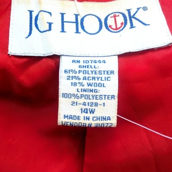 Vintage Nautical Preppy Wool Blend Women's Double Button Blazer Jacket Size 14
