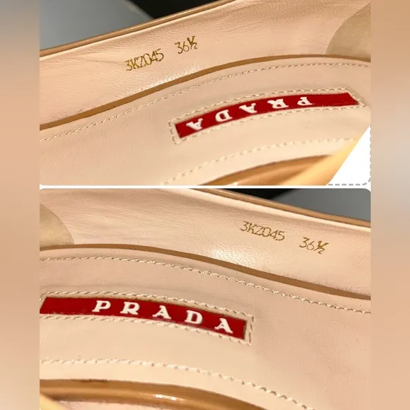 Vintage Prada Espadrilles Nude Patent Leather Peep-Toe Wedges size 36.5
