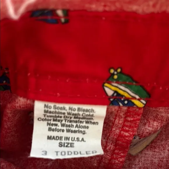 Vintage Retro 80’s/90’s Rare OshKosh B'gosh Red Boat Print Overall Shorts Sz 3T