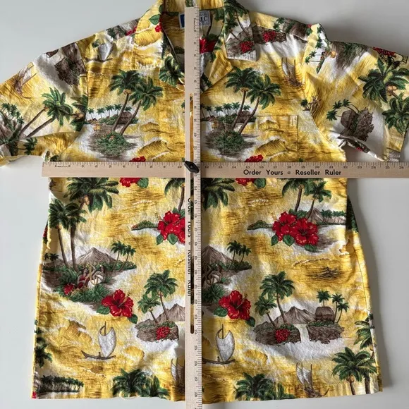 Vintage RJC Hawaiian Shirt Adult Large Button Up Floral Palm Trees Island Mens